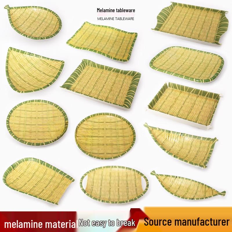 Nordic Style Imitation Bamboo Melamine Round Plate