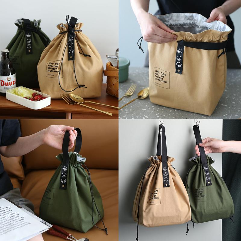 Reusable Lunch Bags Insulated Lunch Bags Canvas Cotton Travel Food Bags Picnic Reusable for Women, Men, Kids