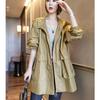 Women's Spring and Autumn Medium-length Loose Casual Windbreaker Solid Color Simple Design Workwear Hooded Jacket