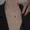 Pendant Necklace Square Letter Tassel Jewelry Black Rhinestone Splicing Clavicle Chain Birthday Gifts