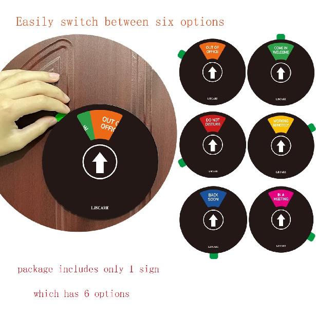 Office Door Sign, Do Not Disturb/Come in Welcome/Out of Office/In a Meeting/Back Soon/Working Remotely 6 Options, LJSCARE Privacy Door Sign 6 inch