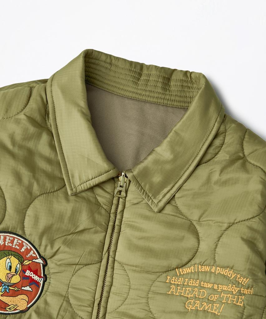 OUTSTANDING [Looney Tunes] Reversible Quilted Jacket_Khaki/Olive Green