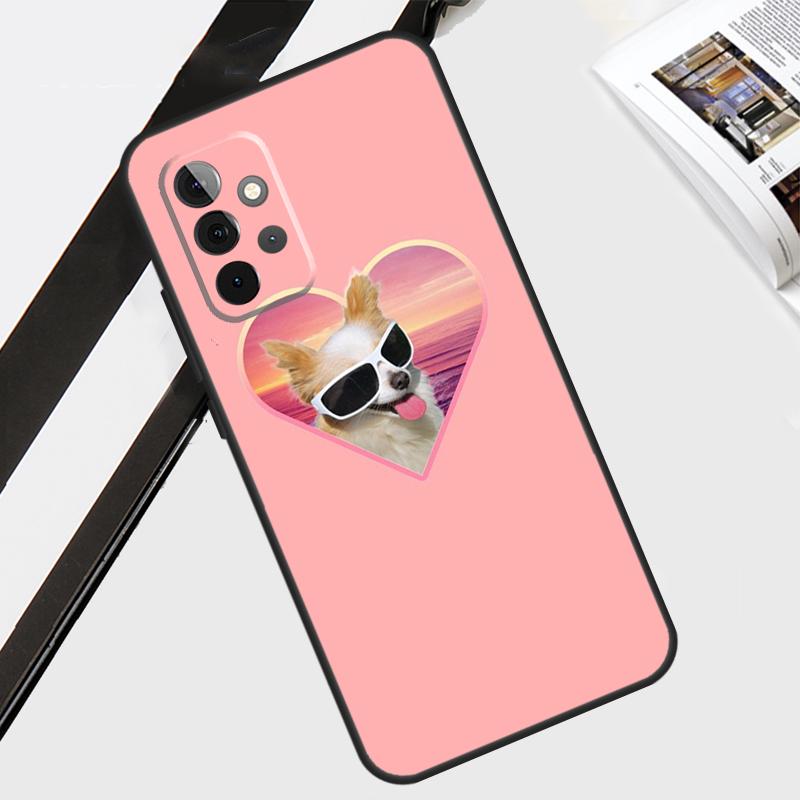 Chihuahua Face Floral Dog Case For Samsung Galaxy A12 A22 A32 A52 A56 A36 A26 A16 A06 A54 A34 A14 A13 A53 A15 A35 A55
