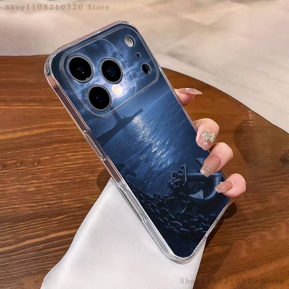 Художественная картина Якорь Чехол для телефона Для iPhone 17,16,15,14,13,12,11 Pro,Max,Plus,X,XS,XR,SE4,E Mini Прозрачный Мягкий Чехол