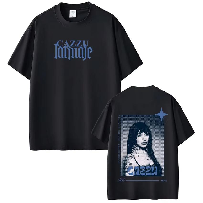 Singer Cazzu Latinaje 2026 Tour Graphic Tee Unisex Women Fashion Tshirt Summer Shortsleeved Top Cotton Casual Streetwear Hip Hop