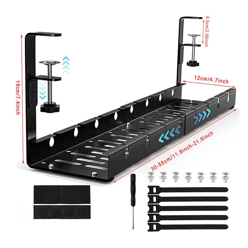 Подстольный лоток для укладки кабелей Расширяемая полка для хранения розеток Проводной шнур Держатель адаптера удлинителя Органайзер Без сверления