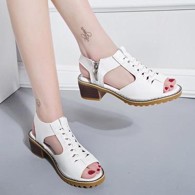 Comfortable Shoes for Women Summer Women Sandals High Heel Wedges Leather Shoes Woman Casual Zip Platform Sandals Ladies Shoes