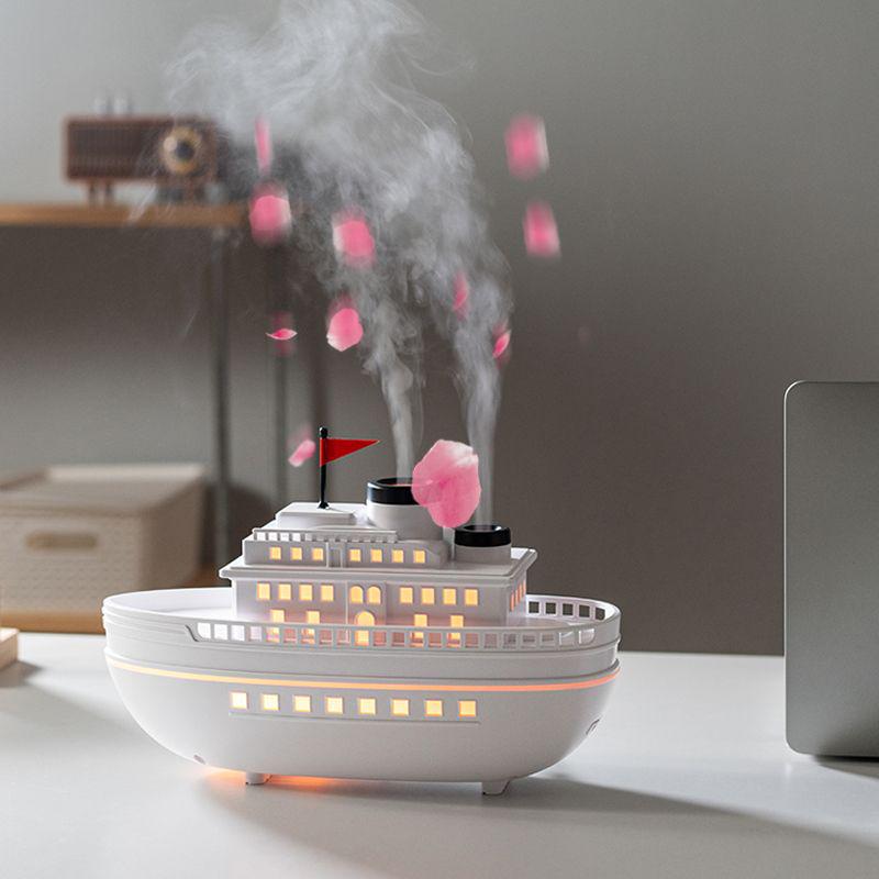 USB Aroma Diffuser: Ultrasonic Ship Design Humidifier with Essential Oil Function