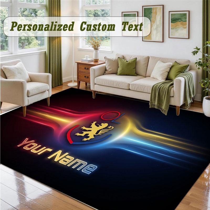 Crystal Velvet Square Rug Custom NameLyon FC Pattern Non Slip Home Floor Decor Rug