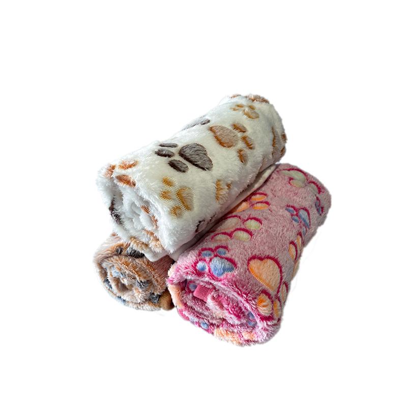 Одеяло для домашних животных без выпадения волос, коралловый флис, дышащий милый узор в виде лап, теплый и удобный тонкий коврик для кошек и собак, домашних животных