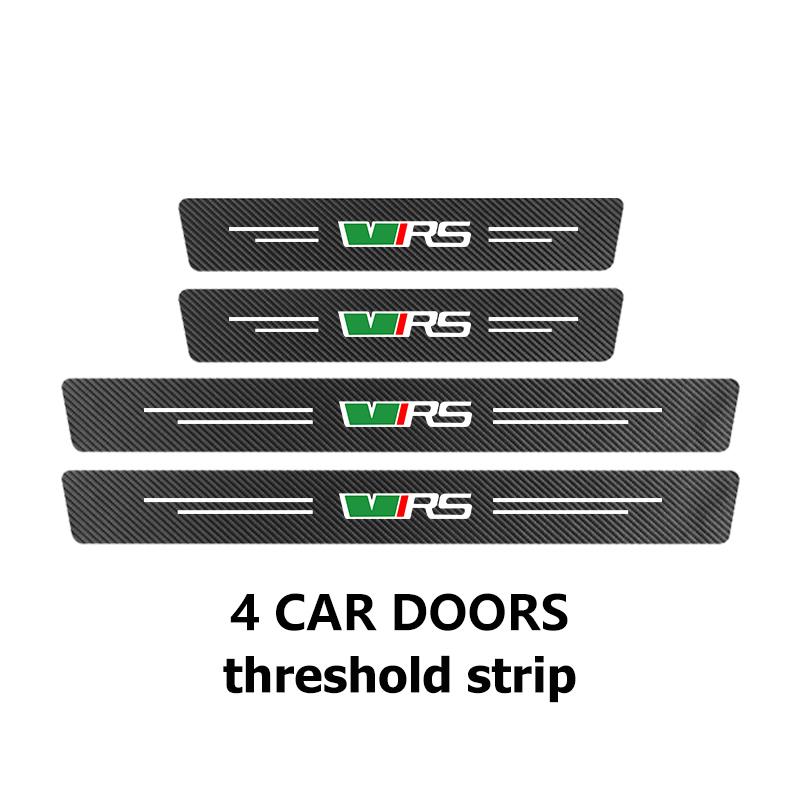 Car Carbon Fiber Door Sill Anti-Scratch Guard Sticker Accessories For Skoda Kamiq MK3 Roomster Rapid Kodiaq Karoq Fabia Enyaq ahd631