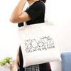 Pew Pew Cat Print Women Canvas Shopping Bag Travel Tote Bag Harajuku Aesthetic Reusable Shoulder Bag Handbag Student Book Bags