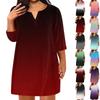 Women's Fashion Plus Size V-Neck Seven Sleeve Casual Printed Loose With Pockets Dresses