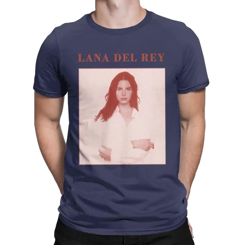 Мужские Розовые Музыкальные Футболки Lana Del Rey Винтажная Хлопковая Одежда Повседневные Футболки с Короткой Рукавой и Круглым Вырезом 4XL Футболки