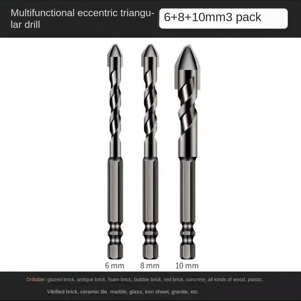 Высокопрочное эксцентриковое сверло с косой головкой, многофункциональное треугольное сверло для плитки, набор сверл, инструменты с шестигранным хвостовиком