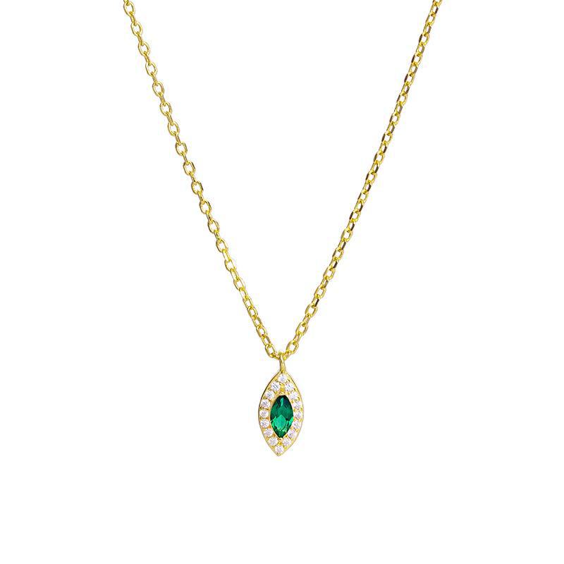Ожерелье Banyan Tree S925 Silver Emerald Horus Eye - 14K Gold Plated Retro Clavicle Chain для женщин