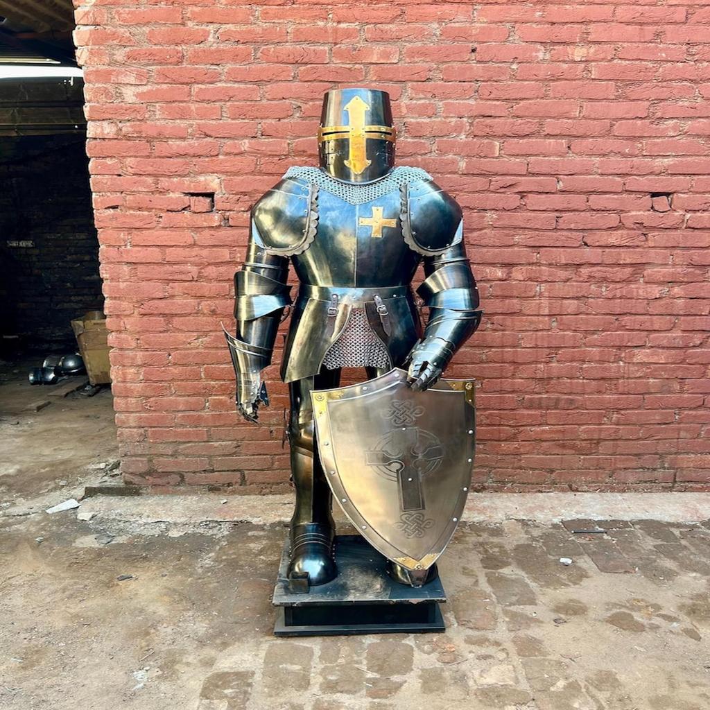 Medieval Templar Knight Armor Suit | Armor Gauntlets | Halloween Cosplay Accessories | Halloween Role Play Costume ~ Larp Armor Stee