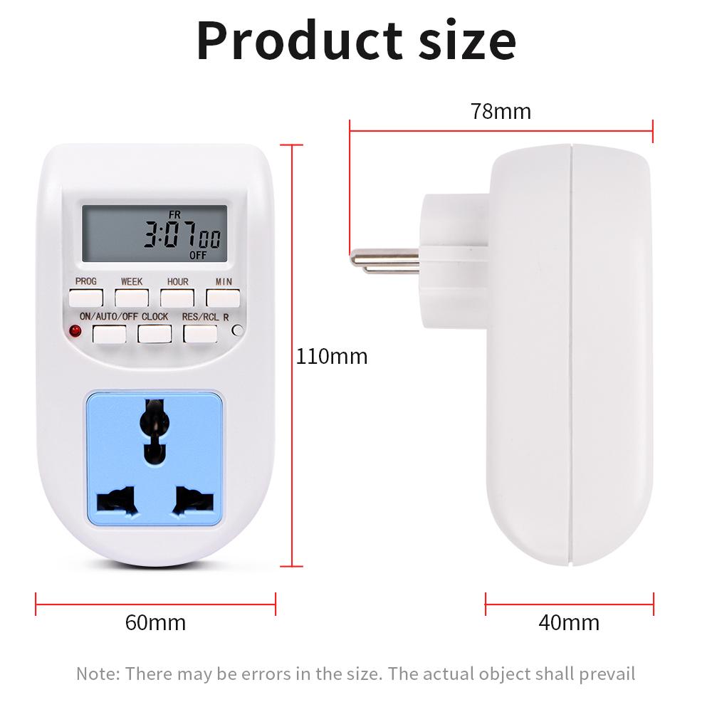 Intelligent Digital Timer Switch 220V 7 Days Weekly Programmable Electronic Timing Socket EU Plug Outlet Appliance Time Control