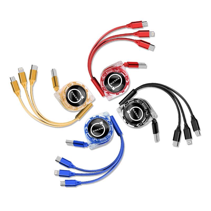 3 In 1 Micro USB Type C Charging Cable Multi Charger For New Volvo V60 AWD XC90 S80 S90 V70 Rdesign T6 V40 Polestar S40 V50 S70 BY0