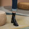 Ladies Shoes 2024 Hot Sale Ankle Women's Boots Elegant Modern Boots Women Sewing Square Toe Chunky Heels Back Zip Shoes Women