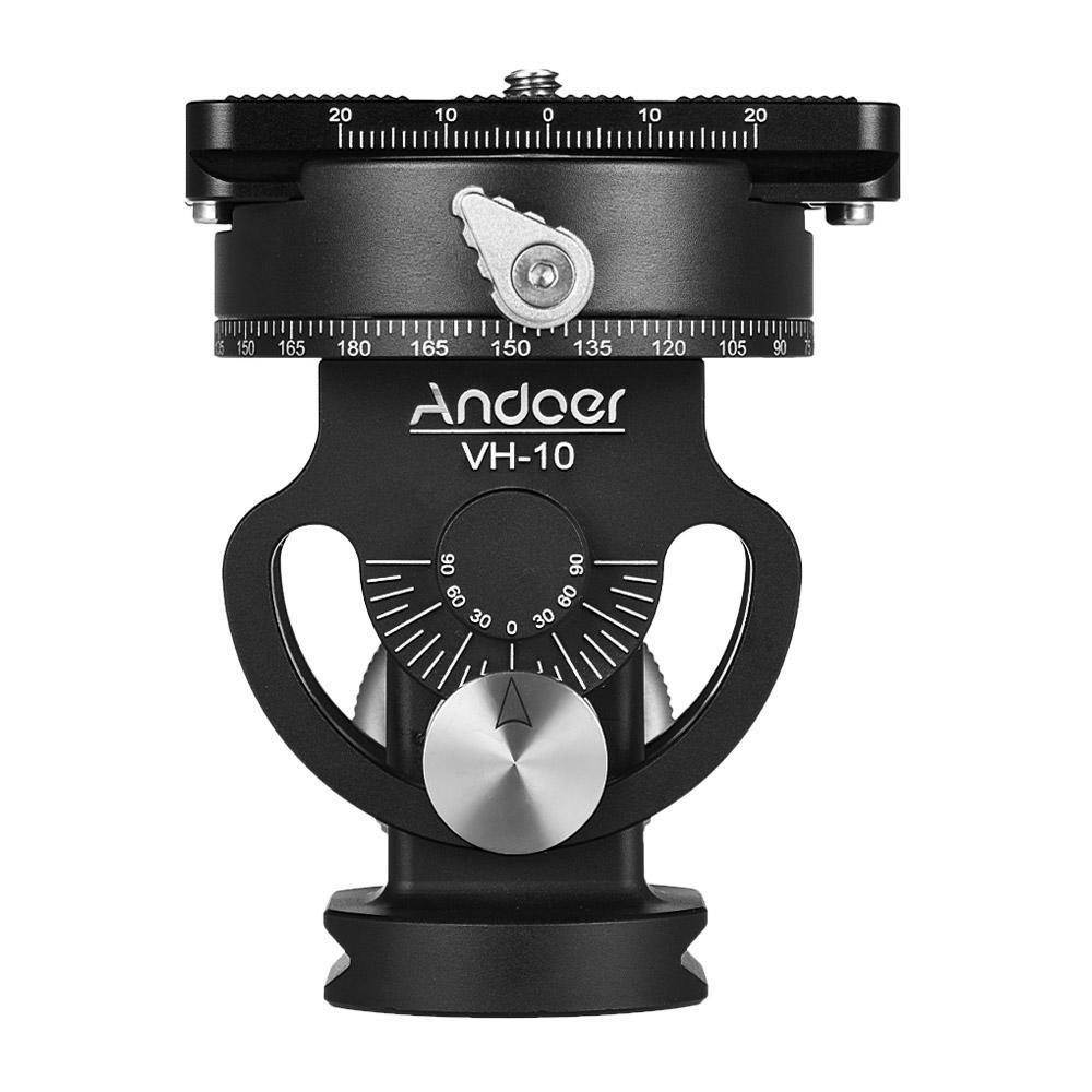 Andoer VH-10 2 Way Pan/Tilt Tripod Head Panoramic Bird Watching Photography Head with Quick Release