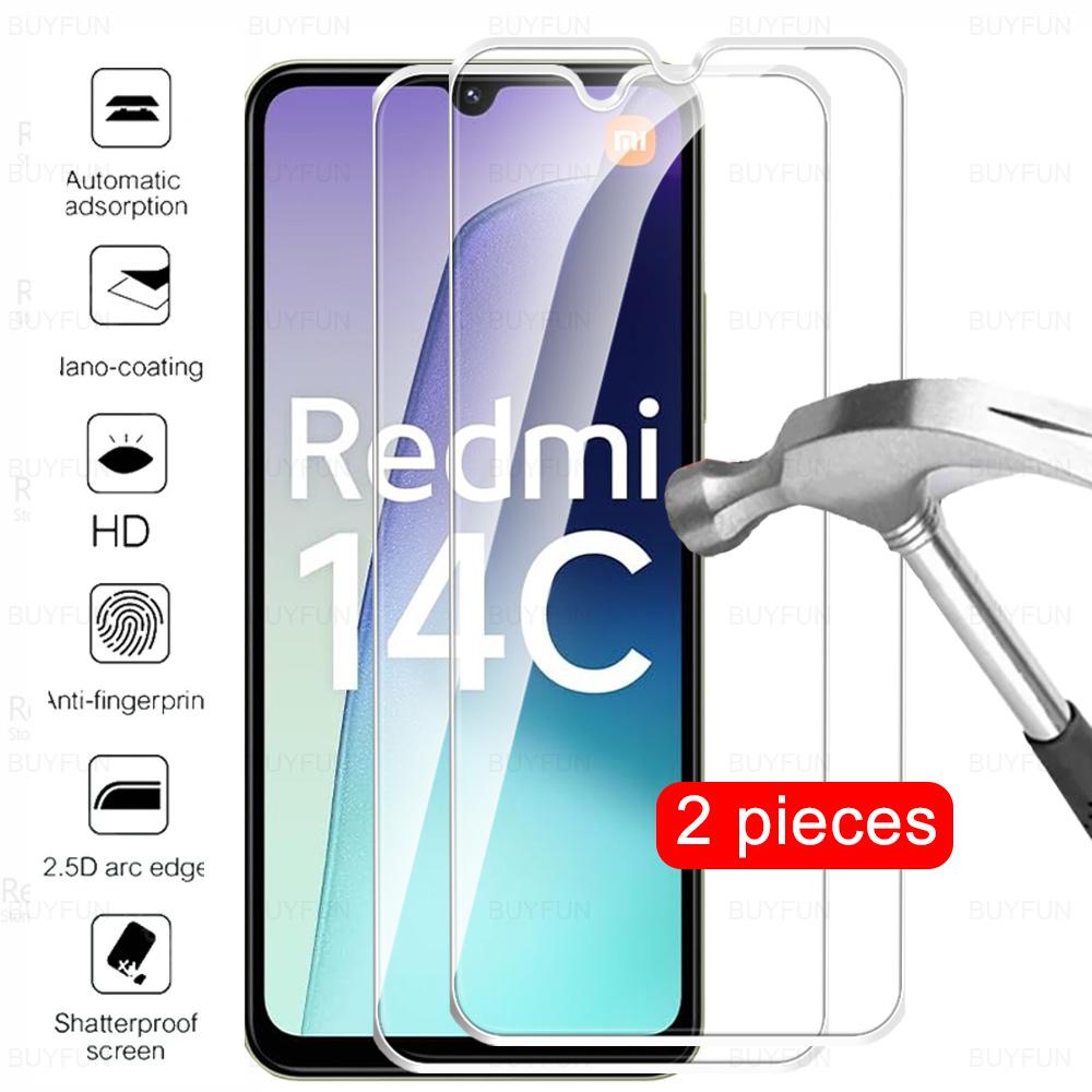 2 шт. Закаленное стекло Полное покрытие Для Xiaomi Redmi 14C 15C 13c 10C 12 Защитное стекло Redmi14C Global Crystal Redmi15C Crystal Mica Verre