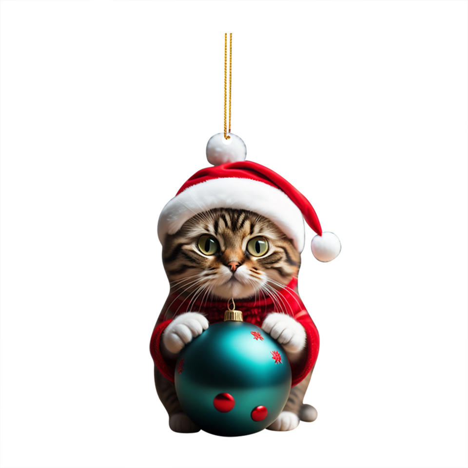20PCS Cat Charms Christmas Cat Charms Christmas Tree Hanging Charms Car Car Charms Ornaments Christmas Decoration Party Supplies