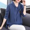 Hooded Sweater Women's Fall and Winter Striped Long-sleeved T-shirt Big Yards  Ing Solid Color Shirt Casual Pullover Tops