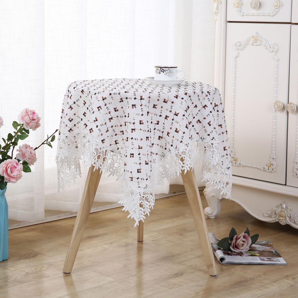 Хлопково-льняная скатерть с вышивкой в пасторальном стиле, скатерть, кружевная декоративная скатерть, журнальный столик, скатерть, скатерть