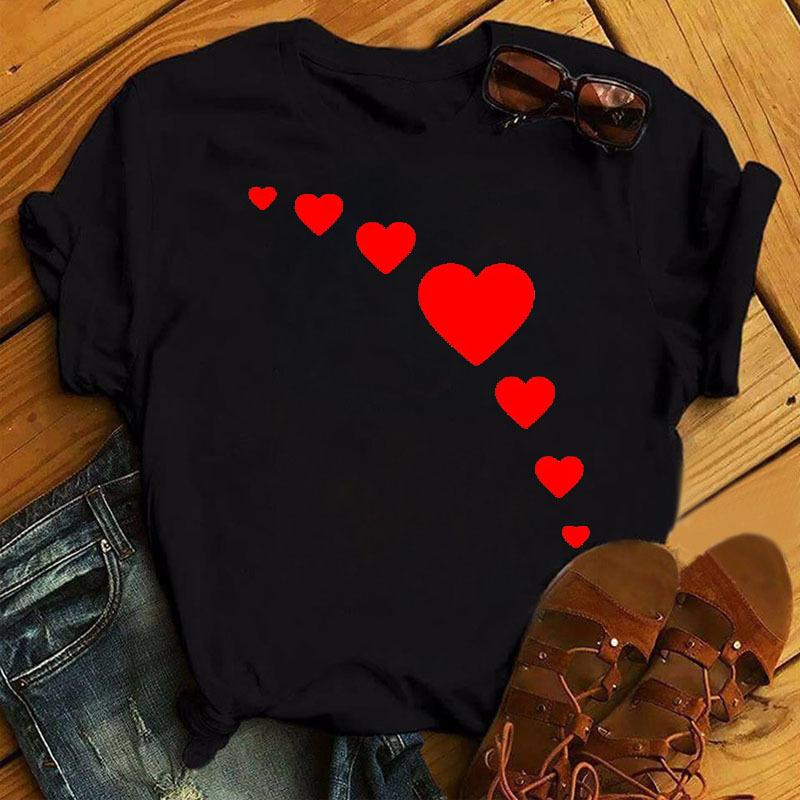 Women's Eyelash Print Loose Casual Simple Round Neck Pure Cotton Short Sleeved T-Shirts Lady Tees