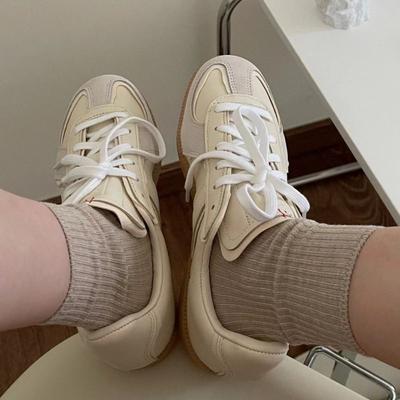 Летние новые ретро стиль круглый носок сочетание цветов шнуровка немецкие тренировочные туфли женские универсальные повседневные сращенные повседневные туфли Форреста Гампа кеды