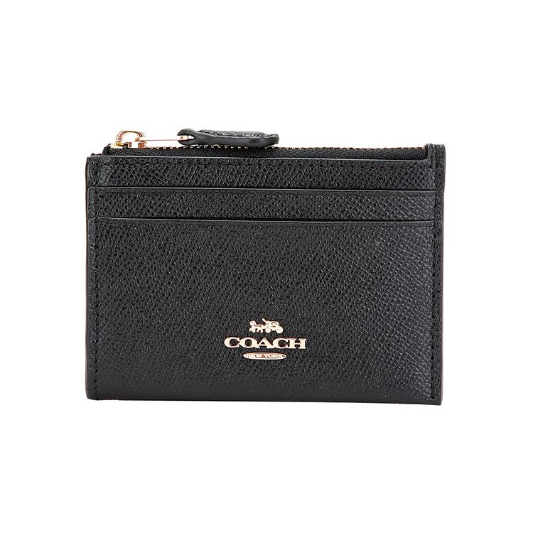Coach Кожаный держатель для карт и ключница Skinny 11 с логотипом, мини-аксессуары для женщин, черный 88250-IMBLK