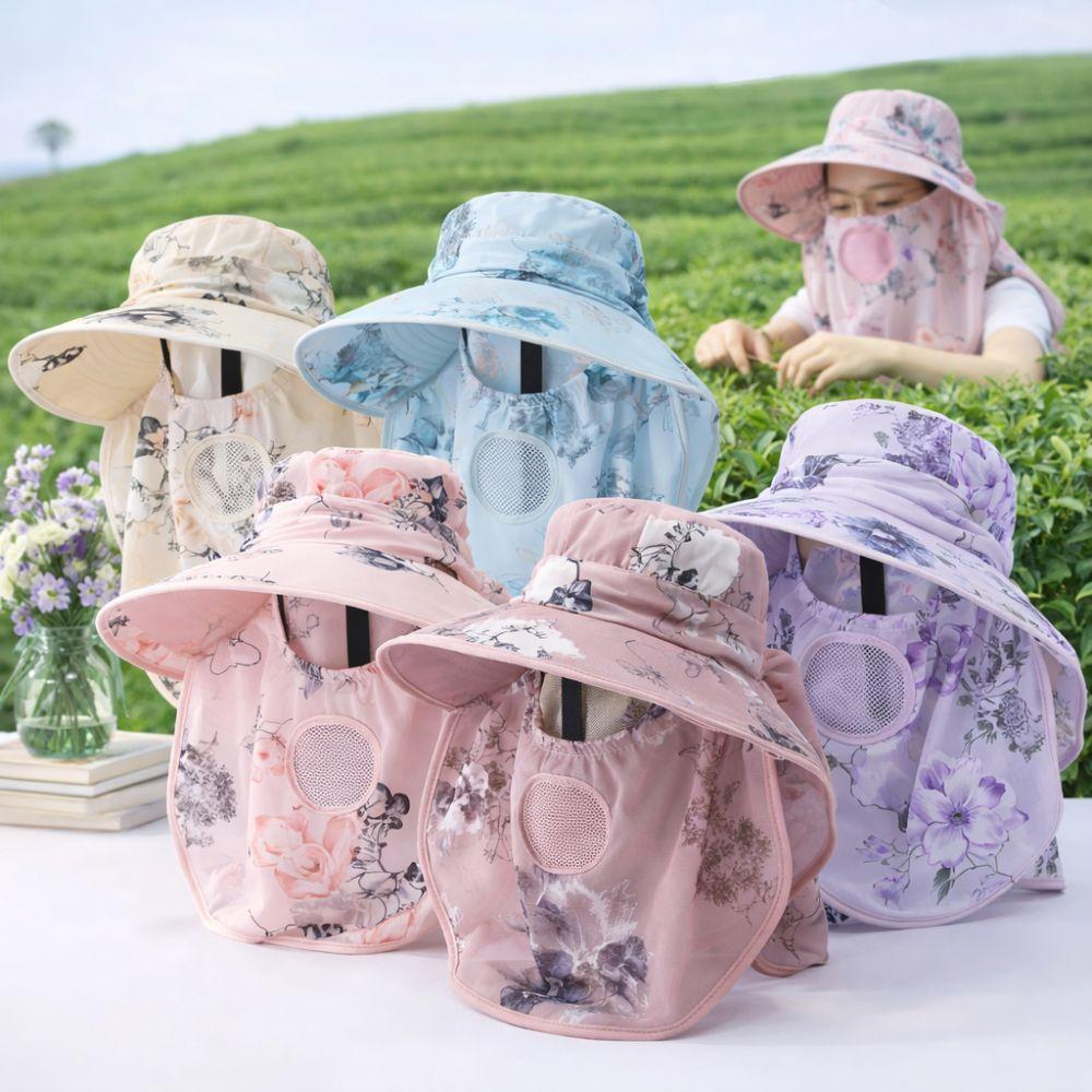 Breathable Face Mask Sun Hat Wide Brim Fisherman's Hat Fashion Tea Picking Work Hat Summer Outdoor