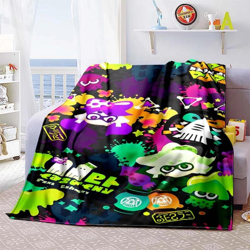 3D Game, Splatoon, Fashion Cute Cartoon Soft Plush Blanket, Flannel Blanket Game Player Bedroom Bed Sofa Nap Blanket grinch