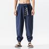 Men Chinese Kung Fu Pants Tai Chi Trousers Training Wushu Bottoms Lace Up Arts Sports