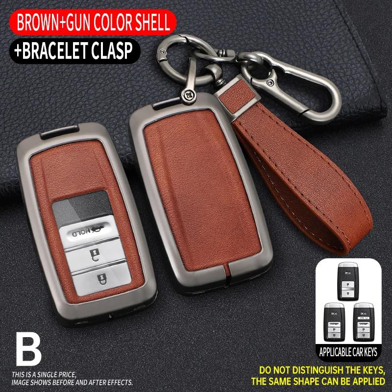 Zinc Alloy +Leather Car Key Case Cover Shell Fob For Honda Acura RLX MDX CDX TLX-L NSX RDX Holder Auto Car Keychain Accessories CC88