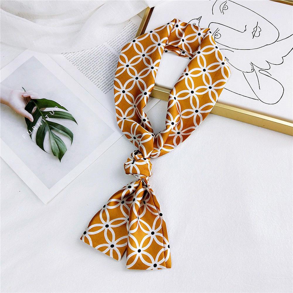 Корейский модный шелковый шарф: Женский длинный, узкий, декоративный шарф на весну, осень, зиму.