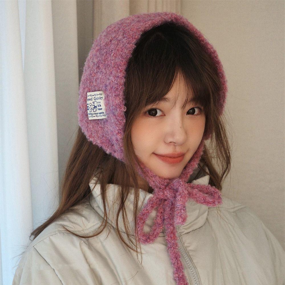 Solid Color Wool Strappy Earmuffs Thicken Warm Earlaps Fashion Knitted Ear Covers  Winter Headband