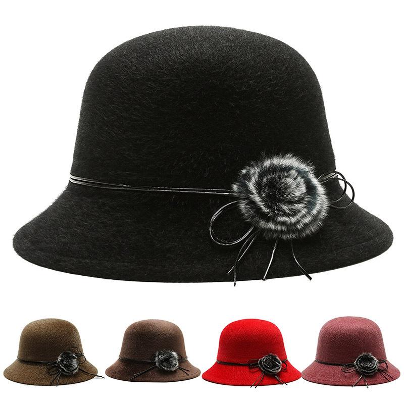 Winter Hat Wool Ball Imitation Mink Fur Fisherman's Hat Grandma Outdoor Fashionable Sun Protection Warm Woolen Pot Hat
