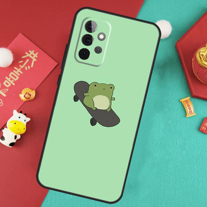 Лягушка Скейтборд Милый Кавайный Чехол Для Samsung Galaxy A17 A55 A35 A15 A32 A52 A13 A33 A53 A14 A34 A54 A06 A16 A26 A36 A56