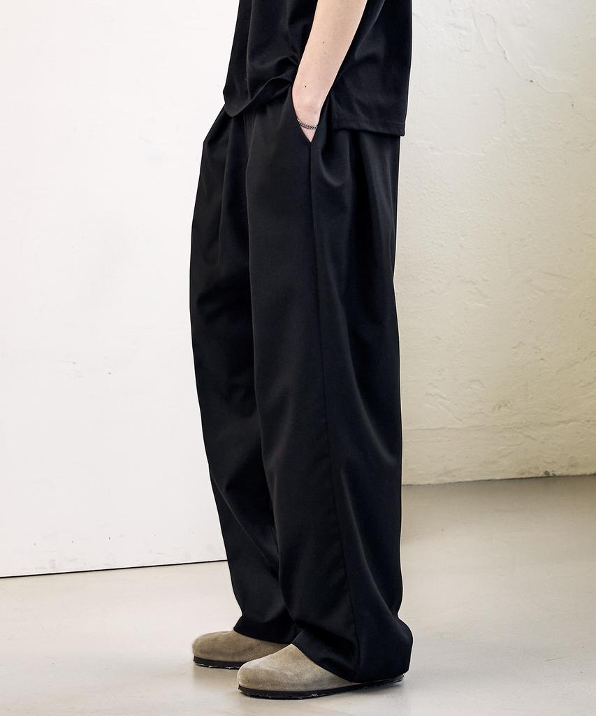 WHOLOVESART Dual Pleated Wide Pants Black