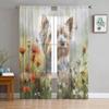 Цветок Собака Акварель Бабочка Прозрачные Шторы Для Гостиной Спальни Тюлевая Штора Для Кухни Вуаль Штора Жалюзи Панели