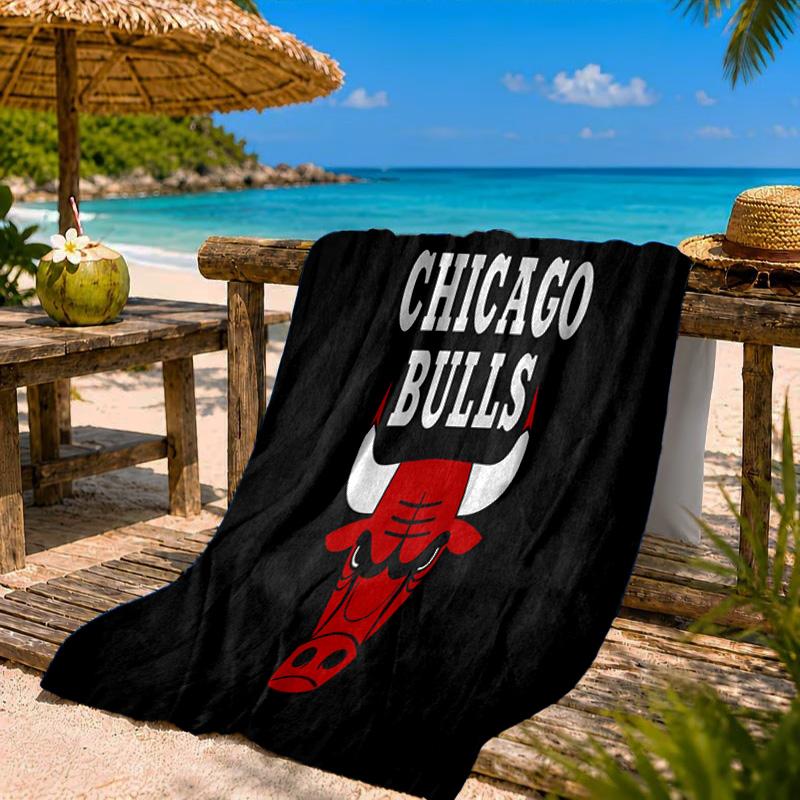 Chicago-Bulls Logo Beach Towel Microfiber Beach Towel, Lightweight and Quick-Dry, for Summer Travel, Swimming Pool Fan Birthday Gift