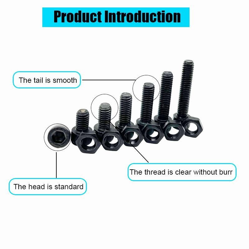 Hex Socket Head Cap Screws Nut M2 M3 M4 M5 M6 Grade 12.9 Machine Screw Alloy Steel Black Bolt Nut Hexagon Socket Bolt Nut Kit