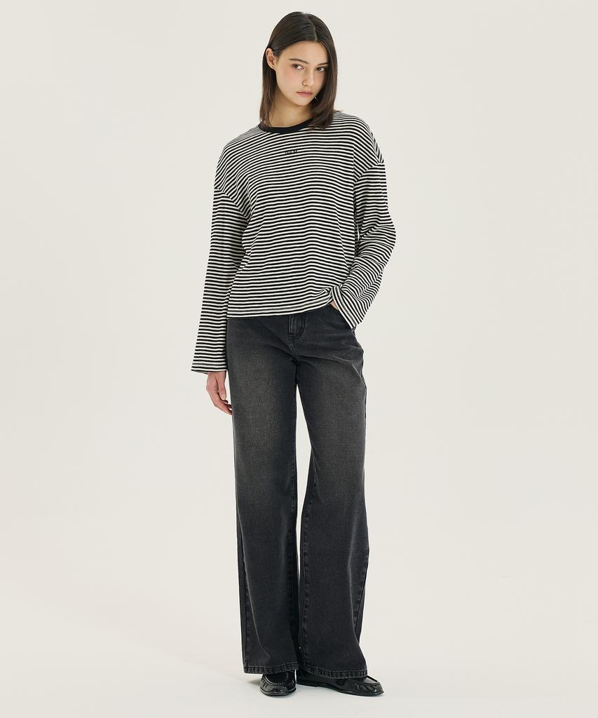 MIND BRIDGE WOMEN [W] Wide Gray Elastic Denim Pants
