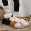 Модные Модные Полосатые Пушистые Домашние Тапочки для Женщин 2025 Зимние Теплые Плюшевые Хлопковые Туфли Женский Комфорт Нескользящие Меховые Тапочки на Платформе