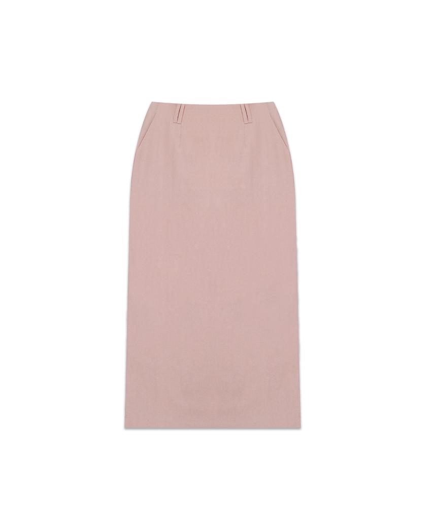 Odes Linen Double Belt Skirt (Pink)