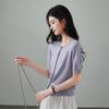 Round neck single breasted short sleeved knitted sweater for women in spring 2026, fashionable and versatile casual short top