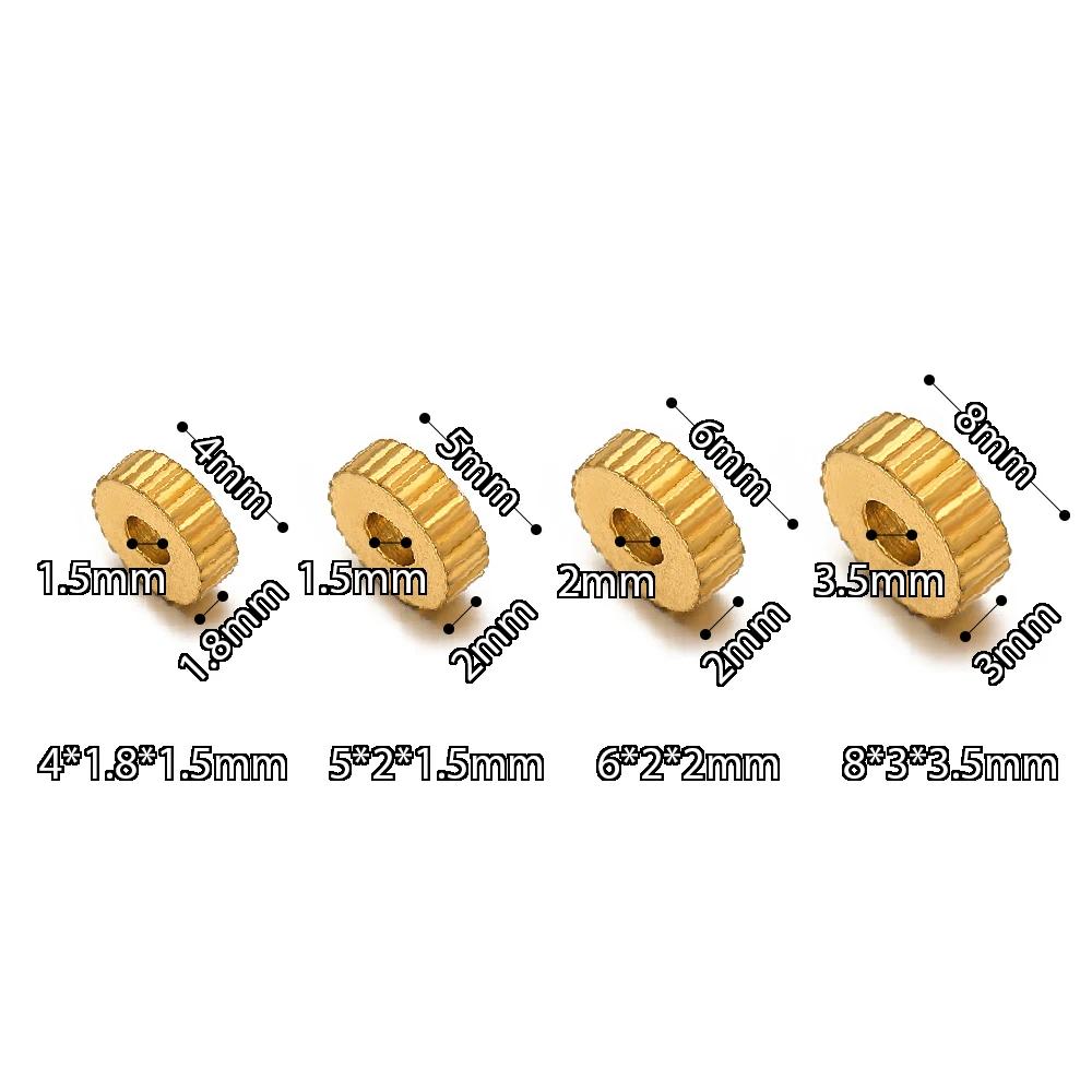 20Pcs Stainless Steel Gold Texture Flat Spacer Beads Loose Bead for DIY Bracelet Necklace Jewelry Making Charm Finding 4/5/6/8mm