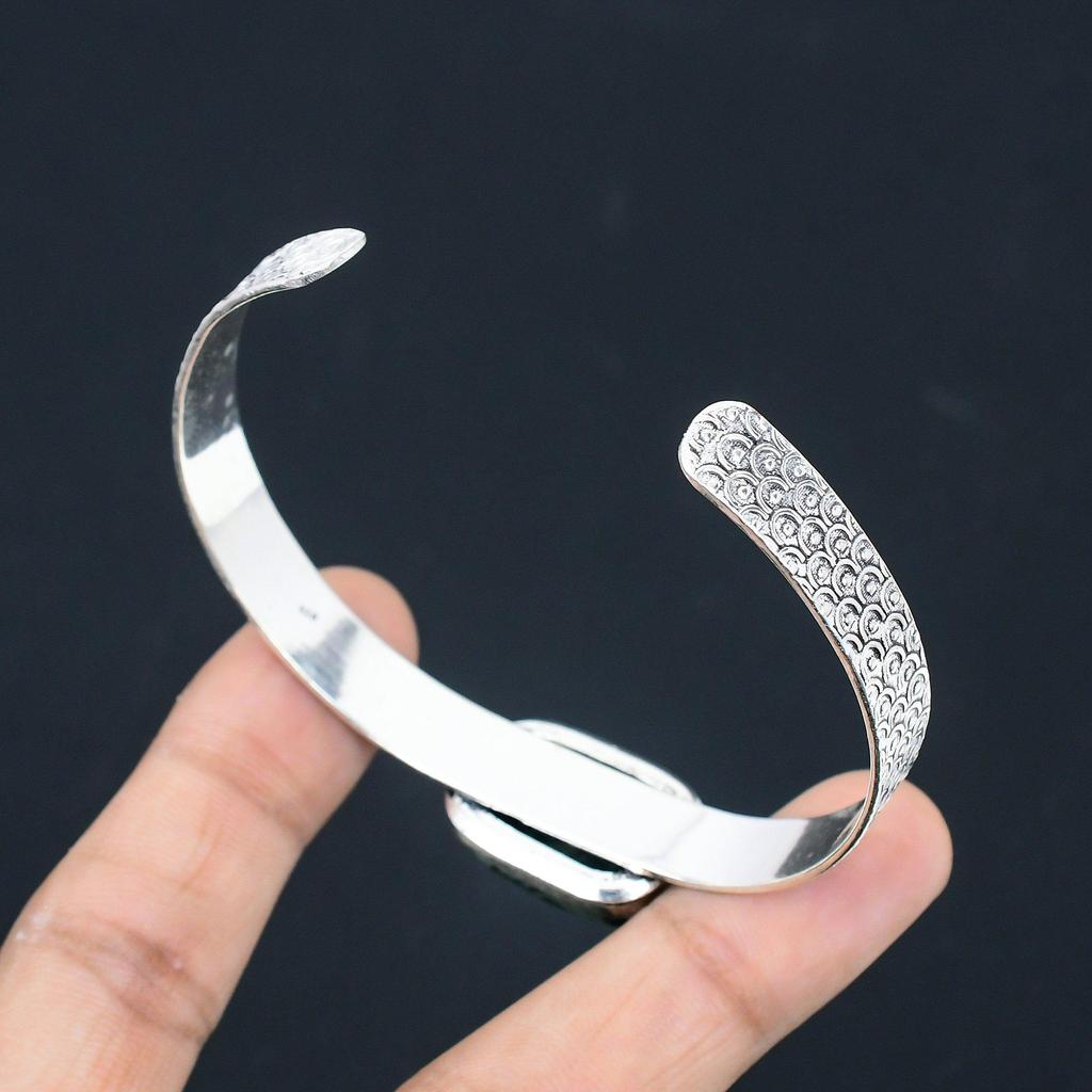 Натуральный браслет-манжета из камня Камбаба Яшма, регулируемый, из стерлингового серебра 925 пробы для девочек